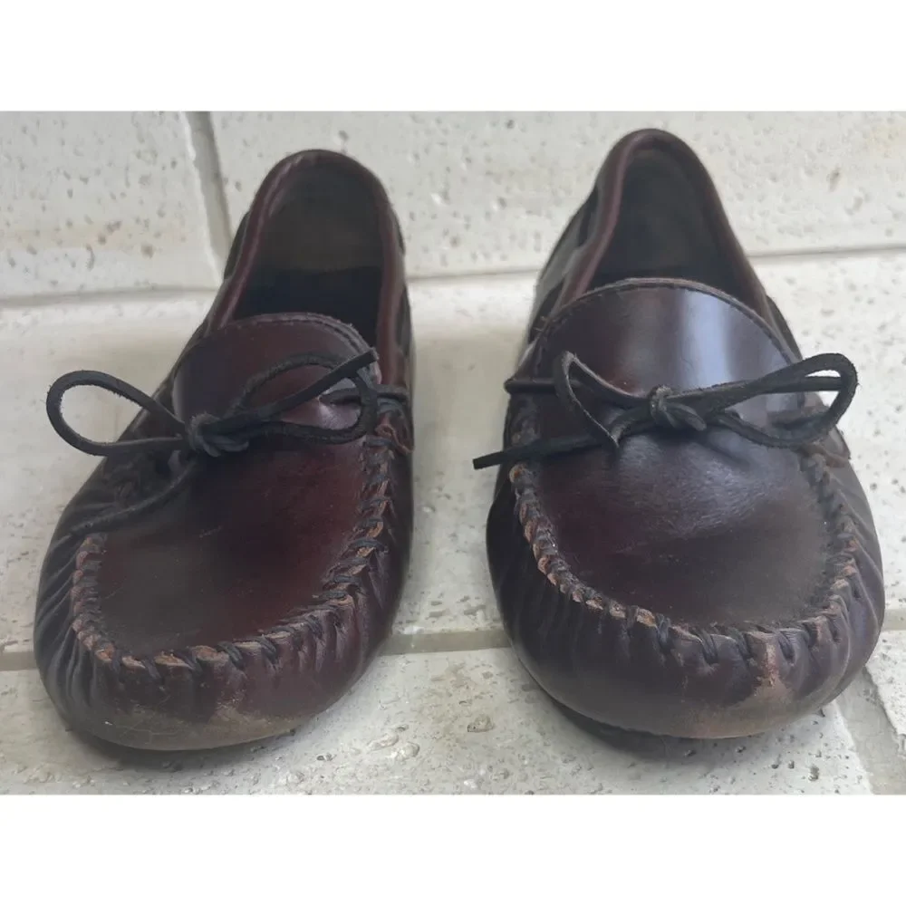 Minnetonka Moosehide Driver Slipper Loafer Moccassin 798 Chocolate Brown Sz 9
